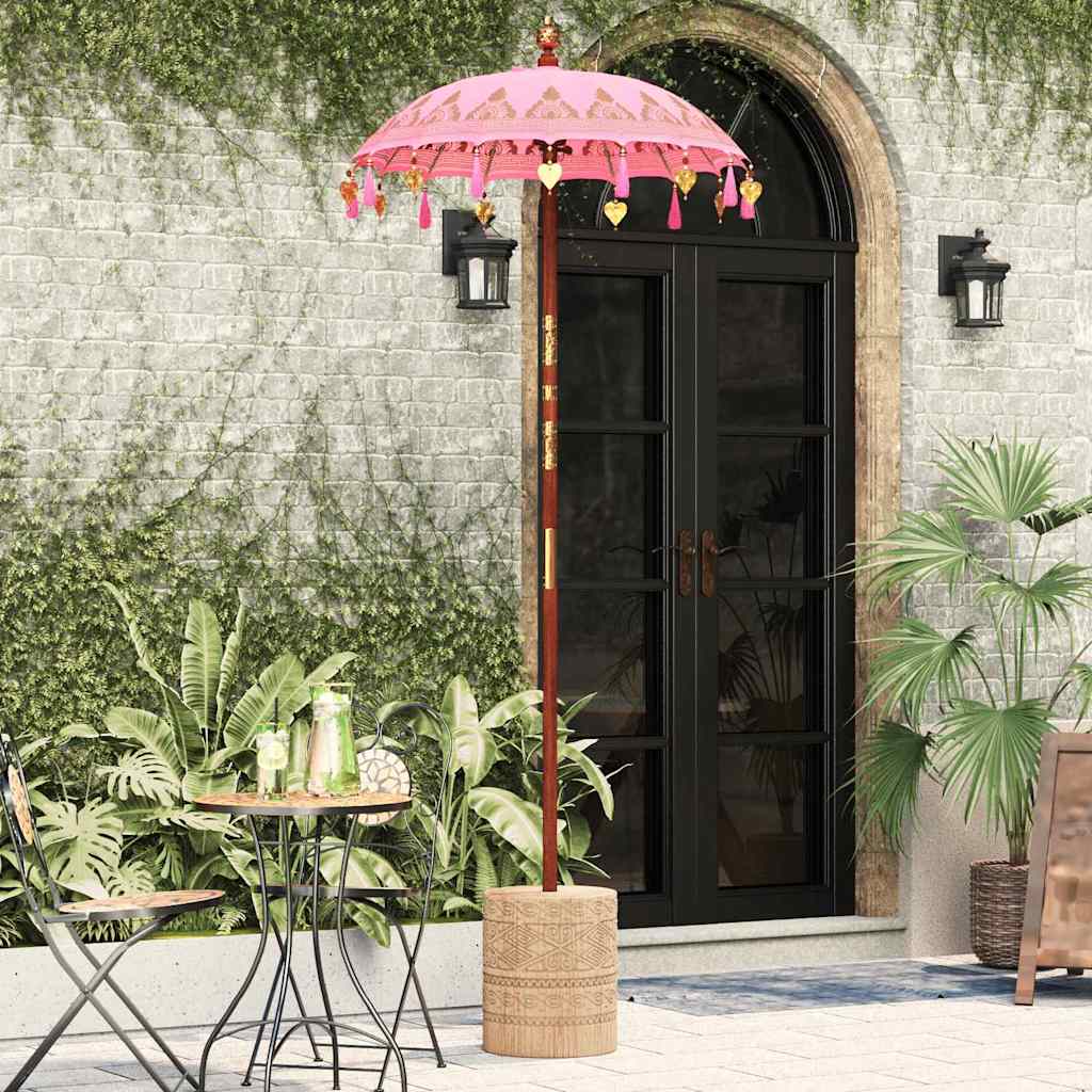 Balinese Parasol with Base Pink 95 X 95 X 260 Cm