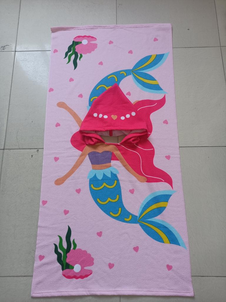 Beach Towel For Kids Hooded Bath Towel Poncho Kids Towel Microfiber Baby Towel For Girls 2-6 Years Bathroom Beach Swim Cover (Me