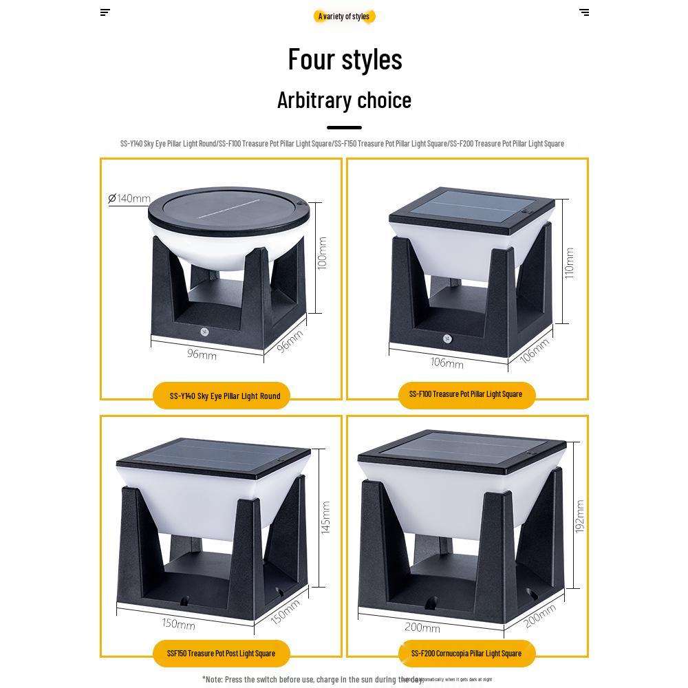 Waterproof Modern Solar Pillar Light for Outdoor Courtyard, Villa Gate, and Railing