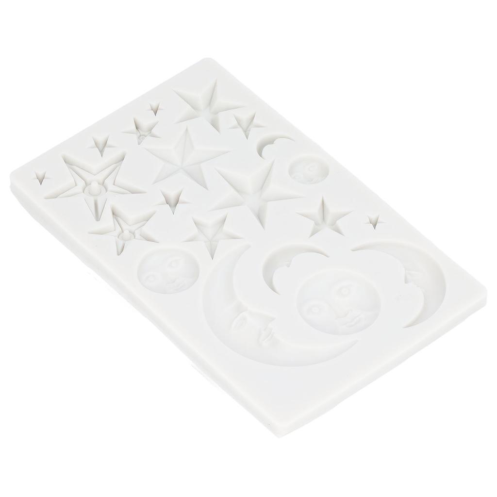 Silicone Fondant Mold Star Moon Face Nonstick Food Grade Silicone Reusable Heat Resistant Odorless Chocolate Molds