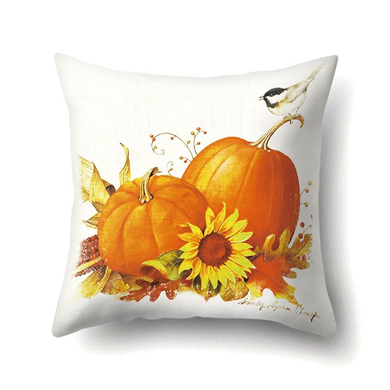 Thanksgiving Pillowcase Blessing Maple Leaf Pumpkin Sofa Cushion Cover Office Home Living Room Pillowcase