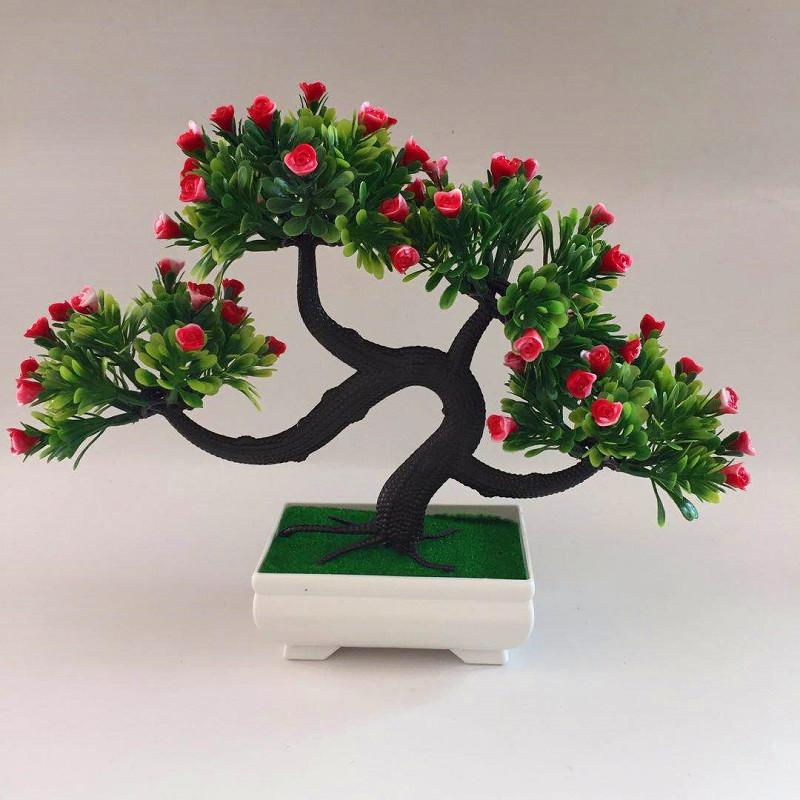 Realistic Rose The Pine Greeting Guests Bonsai With Plastic Material For Gift Home And Event Decor