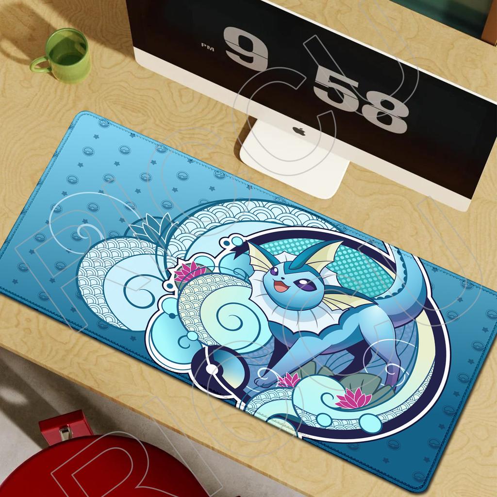 XXL Kawaii Mouse Pad Pokemons Eevee Computer Speed Type Mat for Esports Players Lock Edge Keyboard Pad Mousepad Office Desk Mat