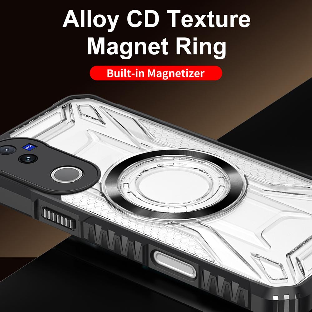 KEYSION Transparent Magnetic Case for VIVO V50 Lite 5G Silicone+PC Heavy Duty Shockproof Phone Back Cover for for VIVO V50 Lite