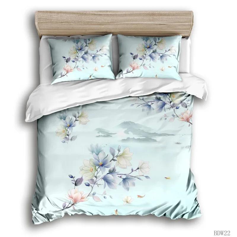 

Пододеяльник с цветочным рисунком, ботанические листья, двусторонний комплект постельного белья с цветочным рисунком, натуральное растение, двуспальная кровать размера «king-size», полиэстер, одеяло EU single(135x200cm)