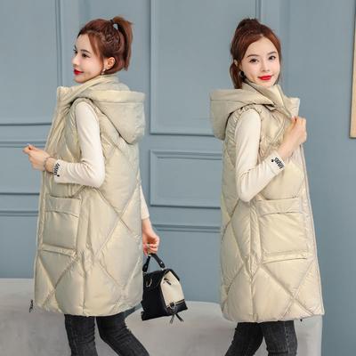 Abnehmbare Daunenbaumwollweste für Damen im Herbst-Winter-Mittel- bis Langstil, waschfreie Baumwollweste, Damen-Schulterjacke, Trend