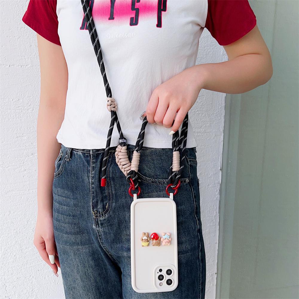 Carcasă de telefon cu desene animate pentru iPhone 16 15 14 Plus 13 12 11 Pro Max XS X XR, rezistentă la șocuri, moale, cu curea de încheietură Crossbody