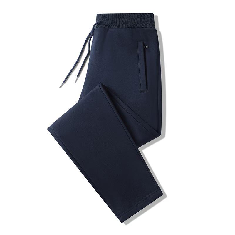 Men's Cotton Sports Sweatpants: Spring/Summer, Solid Color, Plus Size, Loose Fit, Straight Leg, Cuffed.