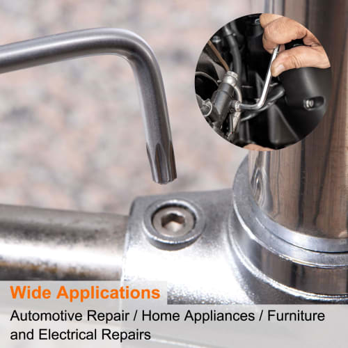 uxcell T30 Tamper-Proof Torx Wrench, Starkey 166mm / 6.54" Long Arm L-Shaped 6-Point Wrench, S2 Steel, Chrome-Coated Surface, Hand Tool for Automotive