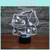 Touch Bulbasaur 3d Night Light 7colors Usb Rechargeable Home Office Decoration