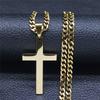 Christian Hip Hop Stainless Steel Jesus Cross Chain Necklace for Women Men Gold Color Statement Necklace Jewelry Collier Croix