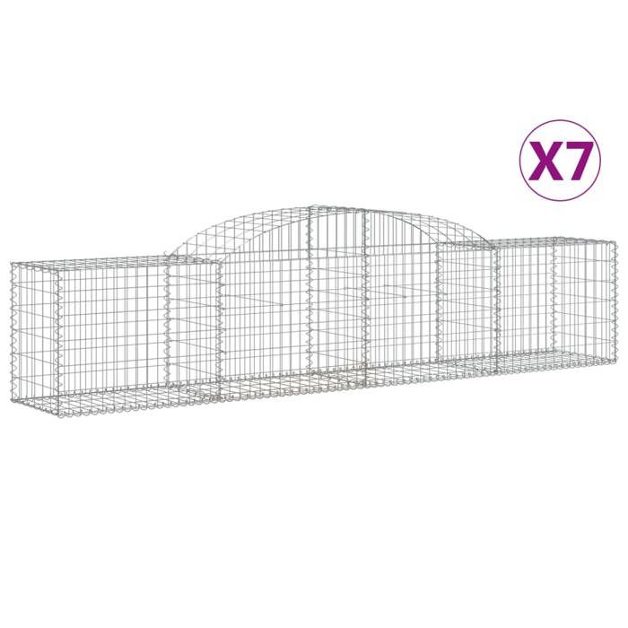 VidaXL Paniers à gabions arqués 7 pcs 300x50x60/80 cm fer galvanisé, gabion, cage de gabion, panier de mur de gabion, mur de 3146670