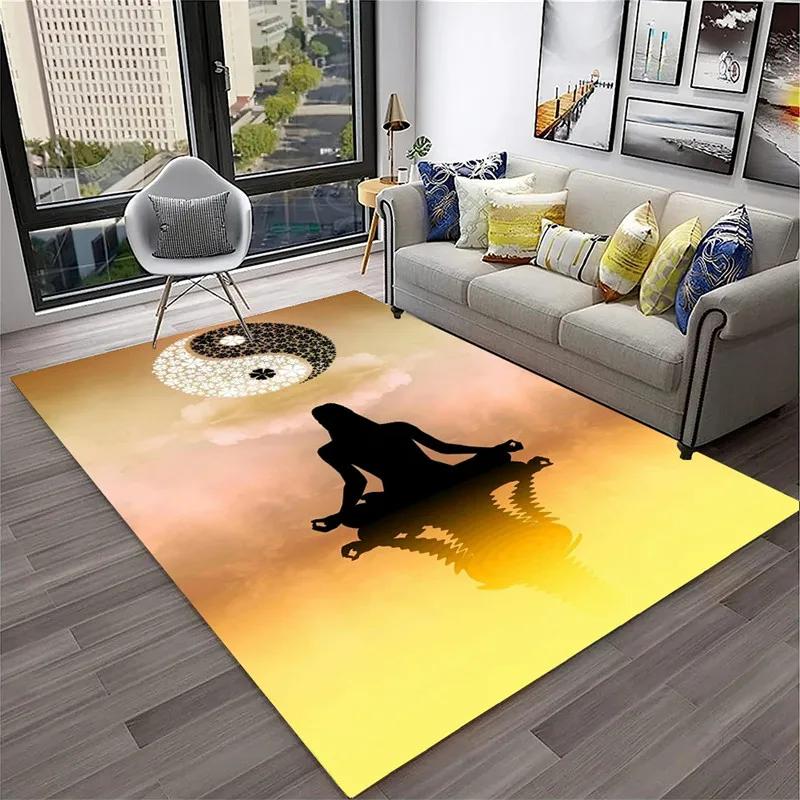 Rainbow 7 Chakra Yoga Meditation Soft Carpet Anti-slip Area Rug for Living Room Bedroom Sofa Doormat Decor Bathroom Floor Mat