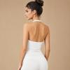 Dfyne Impact Seamless Halter Neck Yoga Tank Top with Chest Pads and Stylish Back Design