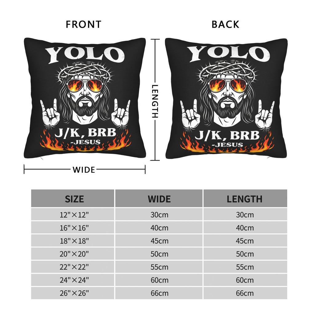 Easter Yolo Jk Brb Jesus Pillow Case Soft Pillow Cover For Living Room Chair Cute Funny Cushion Cover