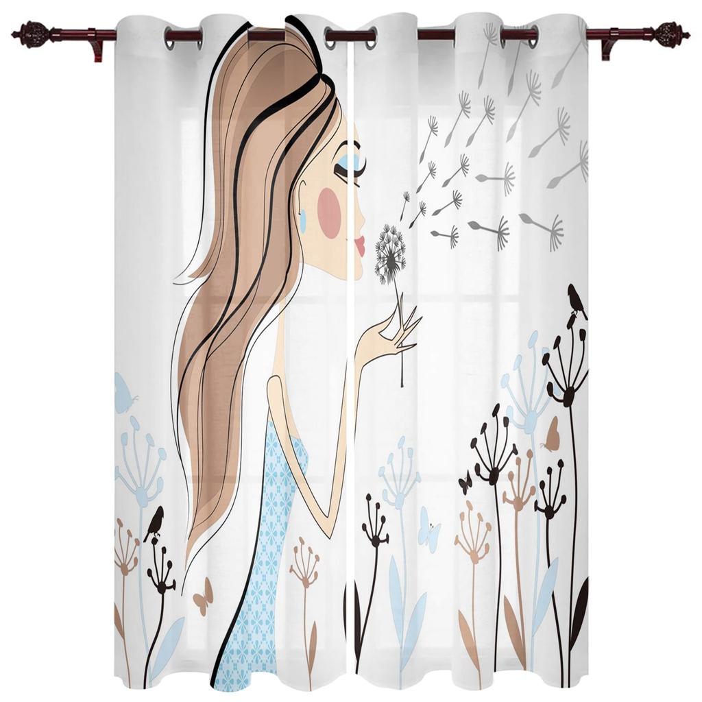 Löwenzahn Blume Pflanze Zweig Fenstervorhänge Heimdeko Schlafzimmer Vorhänge Küchentür Vorhänge Vorhänge für Wohnzimmer