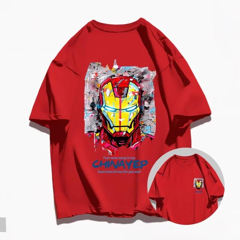 

2026 new Adult Iron Unisex Ink Wash Brush Painting Pure Cotton ShortSleeved Outdoor Sports Leisure Tshirt S