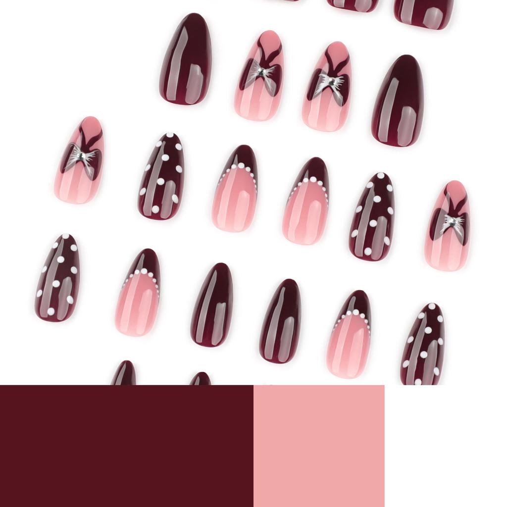 Ladybug Red French Tip Polka Dot Almond False Nails