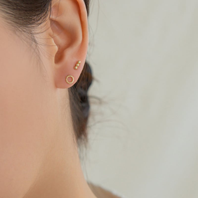 LUNNE 14k Twisted Round Piercing Earrings (14k Gold) S14