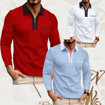 Frühling Herbst Neue Herren Hochwertige Passende Farbe Langarm Outdoor Sport T-Shirt Polo Shirts