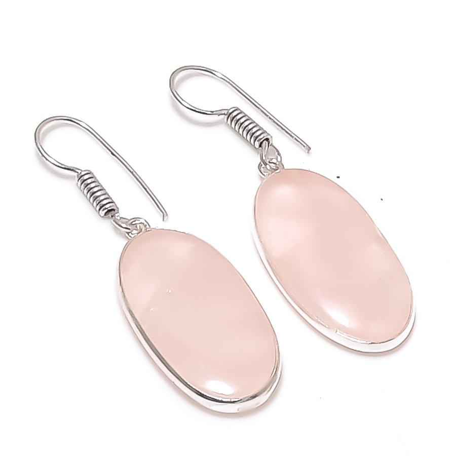 

Natural Rose Quartz Gemstone 925 Sterling Silver Jewelry Earring 1.62 D4i95