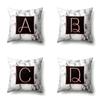 Polyester Pillowcase 26 English Letters Rose Gold Home Marble Decorative Printed Pillowcase