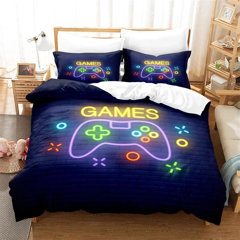 Gamepad Duvet Cover Gamer Bedding Set Twin Full For Teens Boys Playroom Decor Microfiber Video Games Controller Comforter Cover