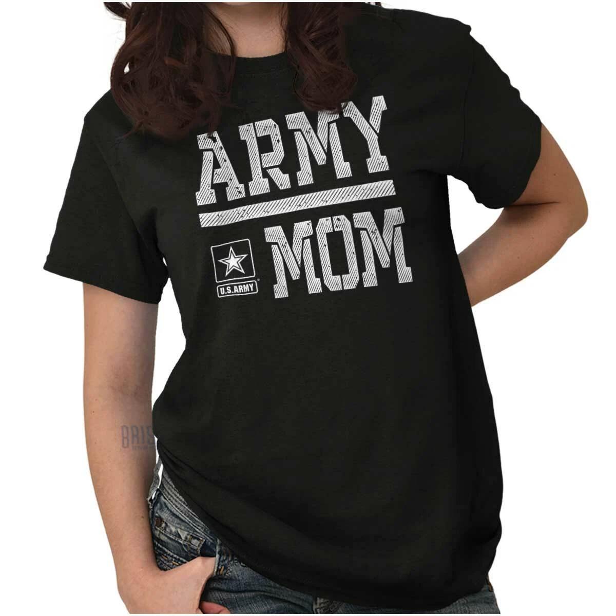 US Army Mom United States Military Star Logo Womens Graphic Crewneck T Shirt Tee XS