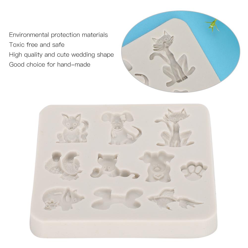 2PCs Silicone Mold   Hand Made Tool Cartoon Animals shape High Temperature Resistance(Gray )