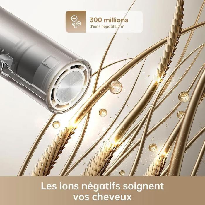 Dreame Pocket Neo Sèche-cheveux Haute Vitesse,3 Formes Pliables,300g Léger,300 Millions D'ions Négatifs/cm³, Gold