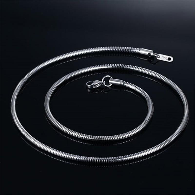 Stainless Steel Round Snake Chain Silver Tone 16"-30" Men Women Necklace 0.9/1.2/1.5/1.8/2.4/3.2/4.2 Mm