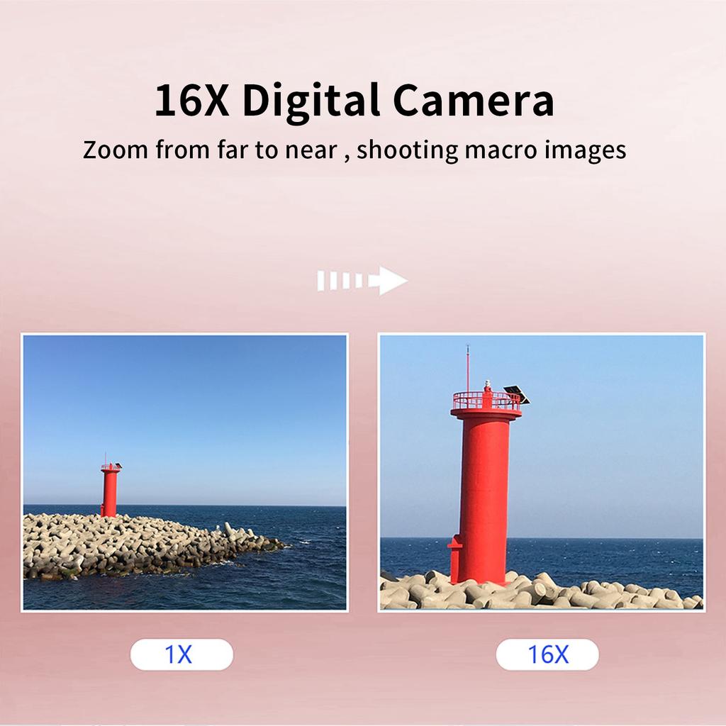 Digital Camera 1080P FHD Camera 44MP Point and Shoot with 32GB Card 16X Zoom Compact Vintage Photobooth Props for Kids Teen