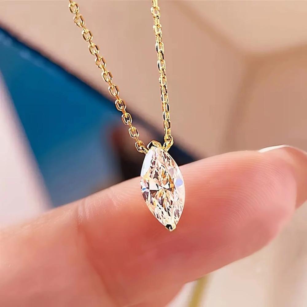 Luxury Angel Eye Ring Set for Women with Floating Marquise Zircon Necklace and Marquise Cut Diamond Ring