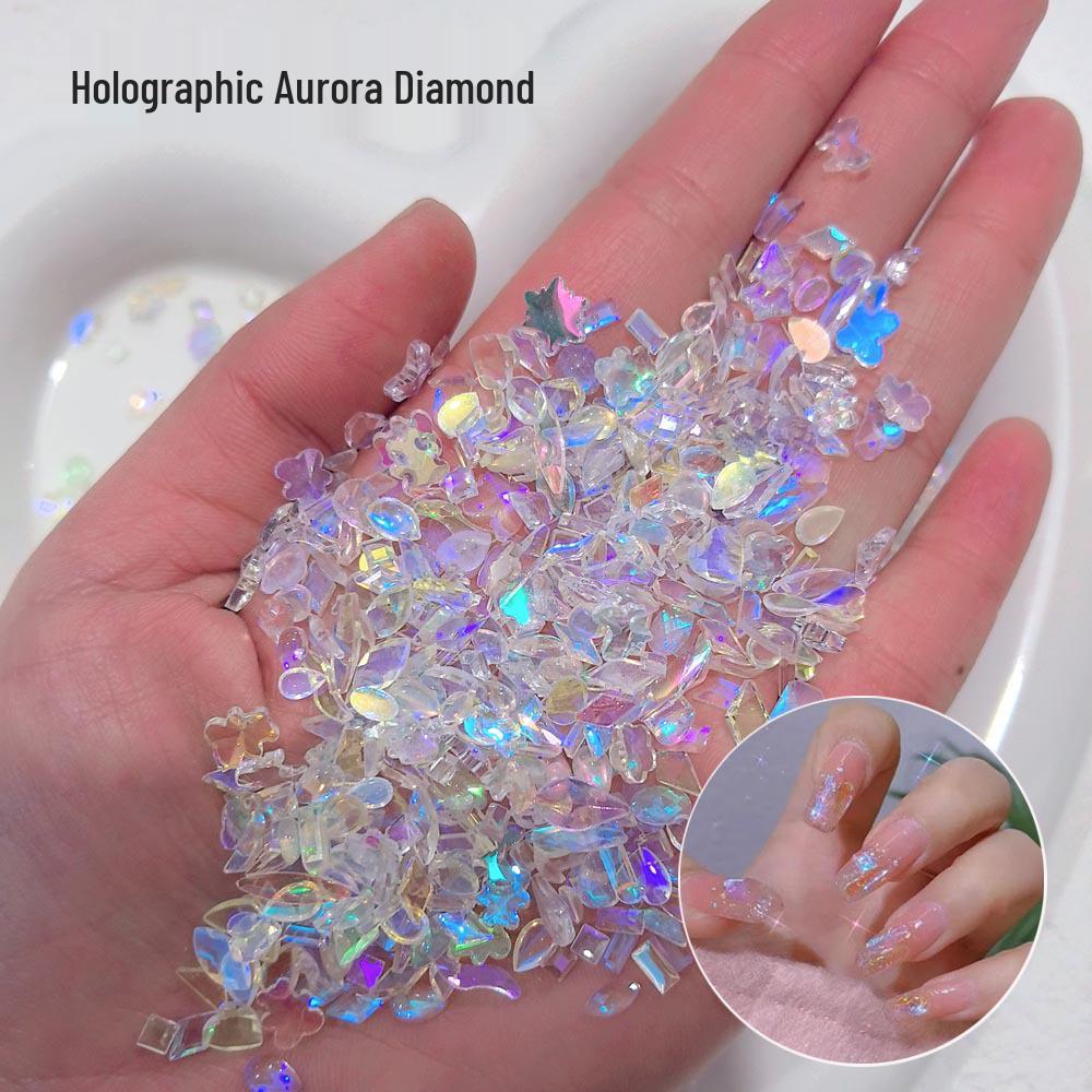 

100 Pcs Temperature-Changing Aurora Diamond Nail Art Accessories