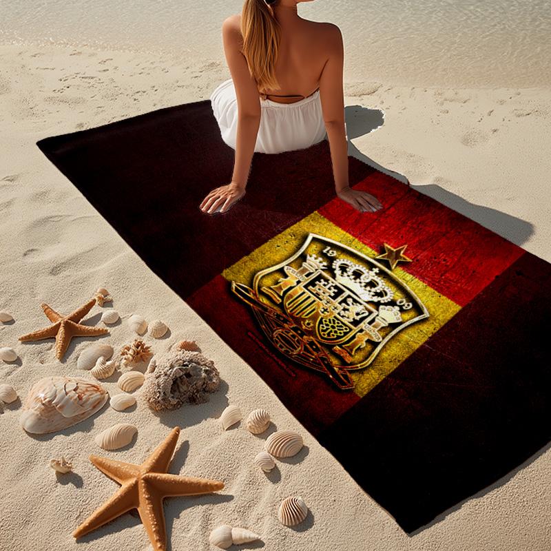 Spanisches Nationalwappen Strandtuch, Schnelltrocknend, Pflegeleicht, Für Fitness und Strandurlaub geeignet, Sport-Essential Fan-Geschenk