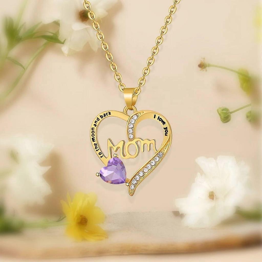 925 Sterling Silver Mom Necklace with Birthstone, I Love You Gift for Mother’s Day, Birthday – Compatible with LK01 (G-White)
