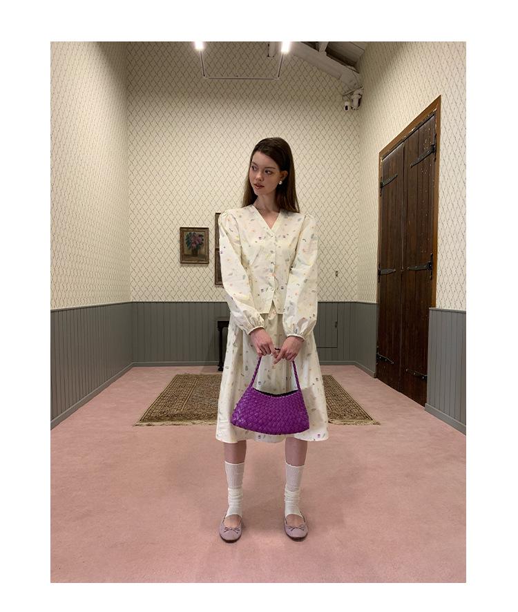 NEWOPEN 2025 Early Spring French Floral A-Line Midi Skirt C3623 – Sweet, Fresh, Age-Reducing Design