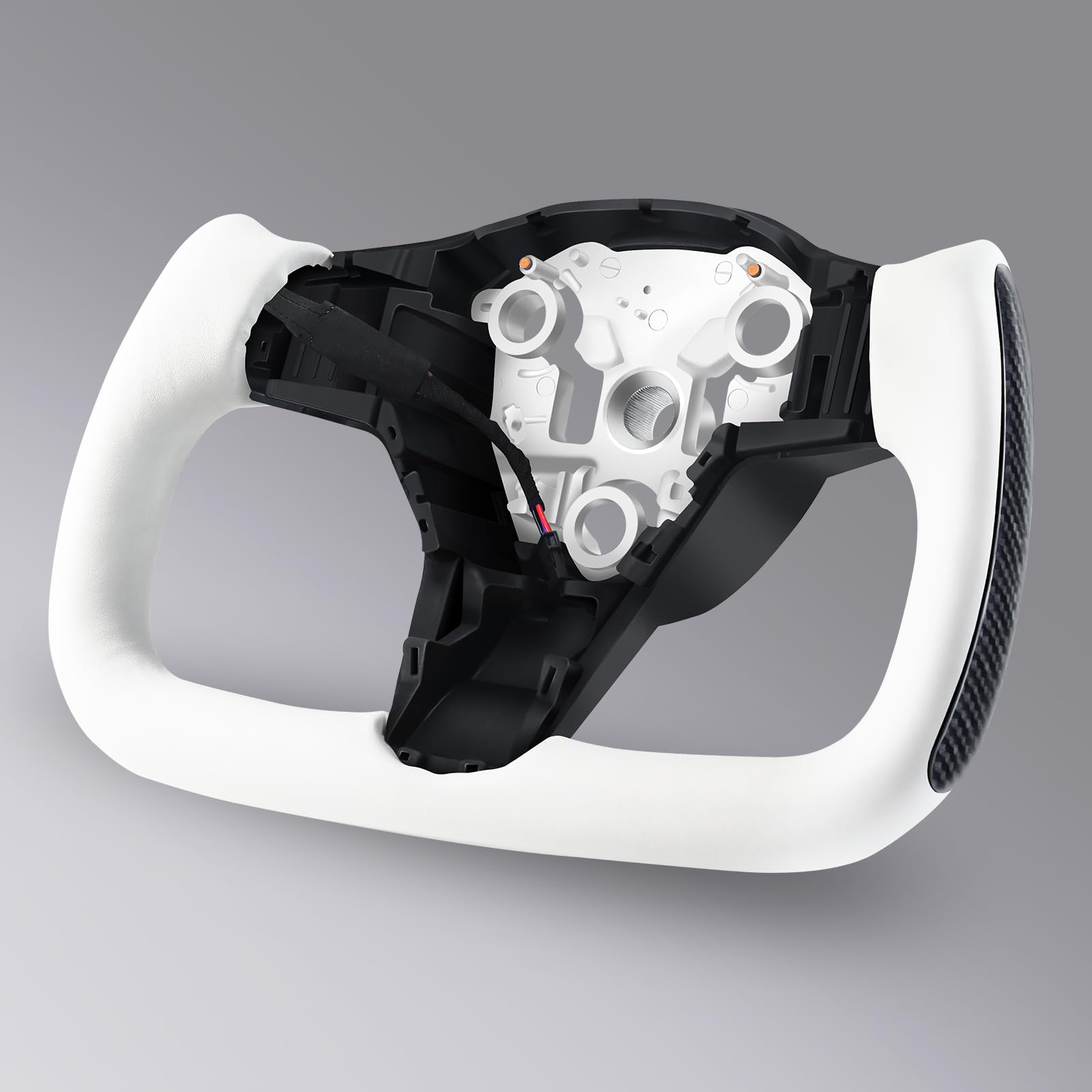 

LOSCHEN Tesla Compatible Yoke Steering Model Y No Front Real Carbon Fiber Steering Wheel with Nappa Leather Wheel, (2021-2024), Trim, (Glossy White)