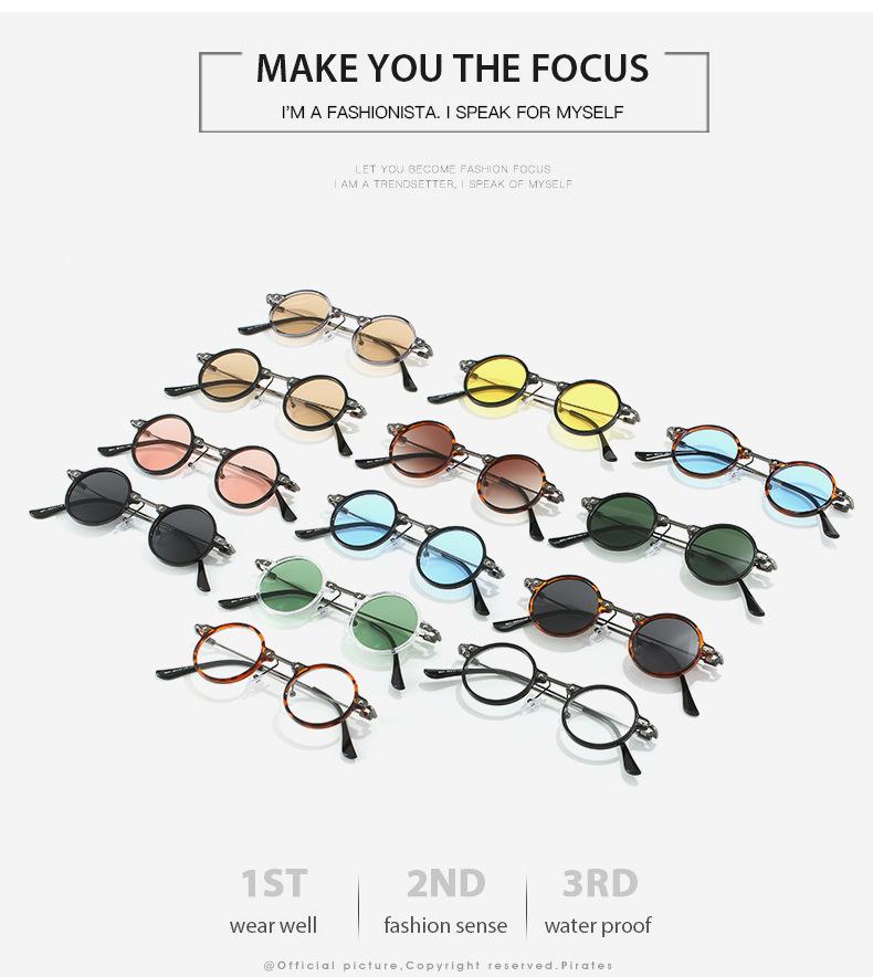Óculos de Sol Redondos Steampunk Retrô Europeus e Americanos - Estilo Celebridade da Internet