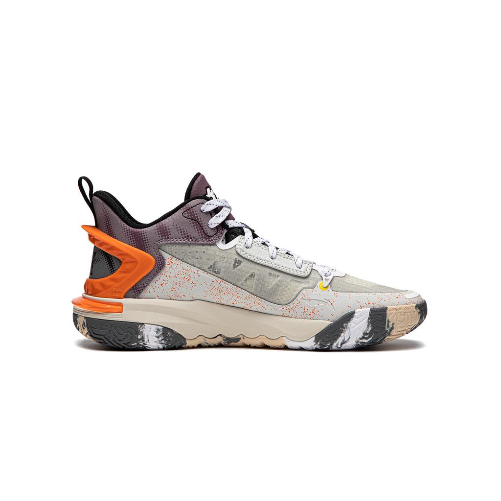 Li Ning Kinder Colorblock Bedruckte Basketballschuhe Kinder Sneaker Grau Lila YKBU068-45