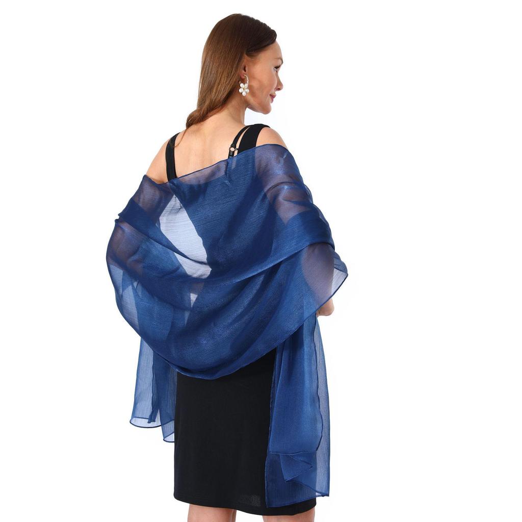 Banquet Evening Gown with Pearlescent Gauze Shawl for Brides, Bridesmaids, and Mothers