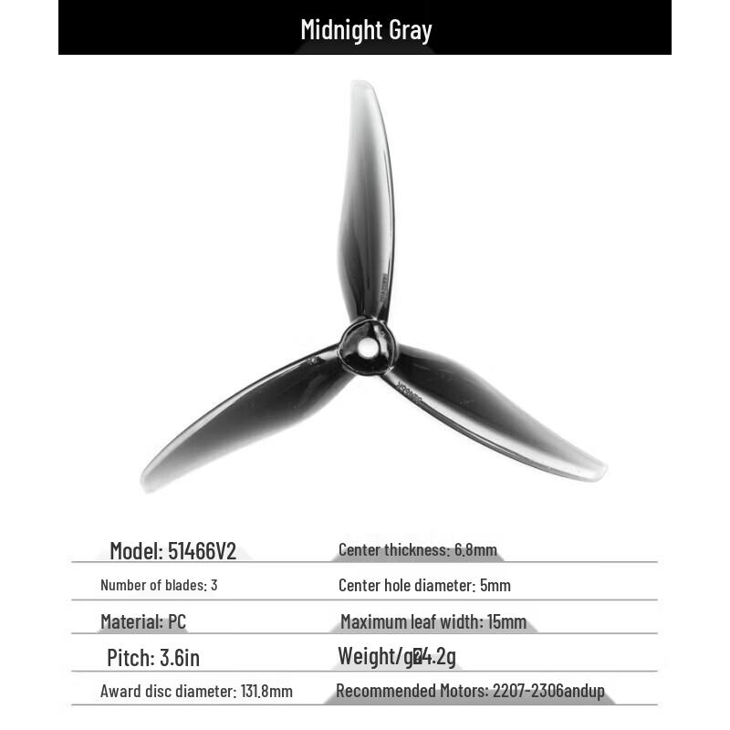 

Jiangming Aviation 51466V2MCK 5-inch 3-Blade FPV Propeller