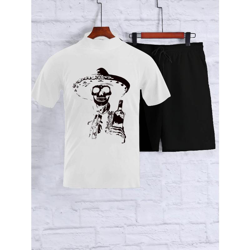 Мужской дышащий полиэстеровый комплект с коротким рукавом и шортами, летний пляжный спортивный костюм S