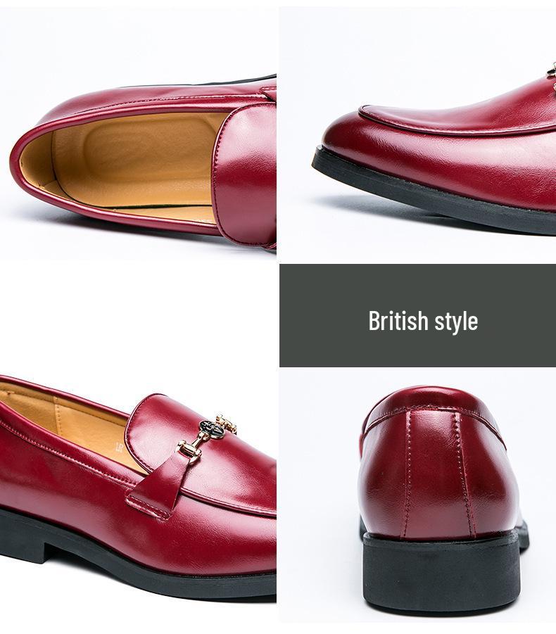 2025 Men's Plus Size Casual Leather Brogue Shoes - Thick-Soled, Slip-On, Pointed Toe