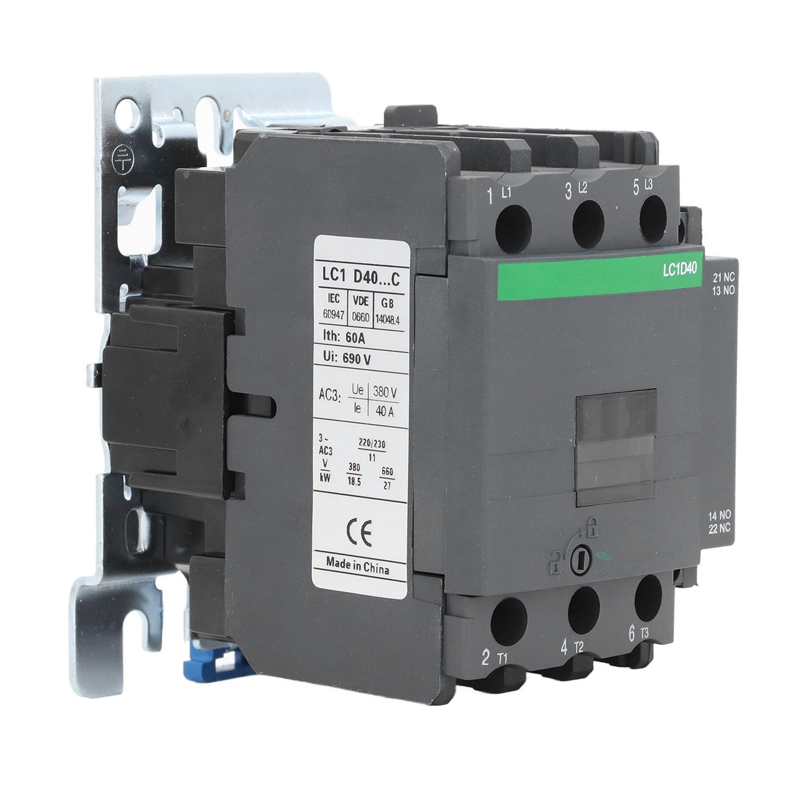 

AC Contactor 1NO 1NC 40A 380V High Voltage Coil Silver Contact Motor Controller LC1D40 380V