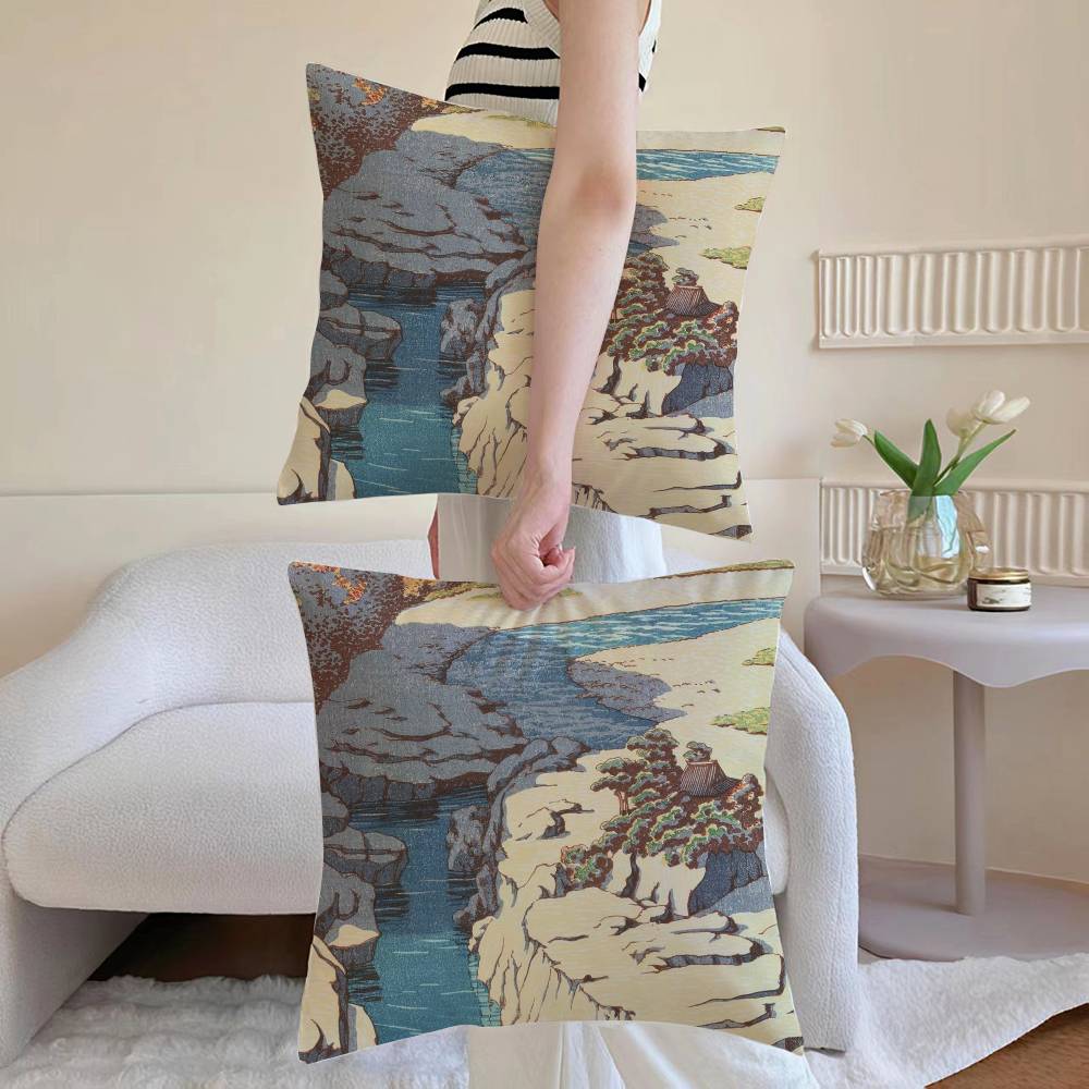 Hasui Kawase Povlak na polštář Dekorativní povlaky na polštáře na pohovku a do obývacího pokoje Prachotěsné a odolné proti roztočům Neviditelný zip