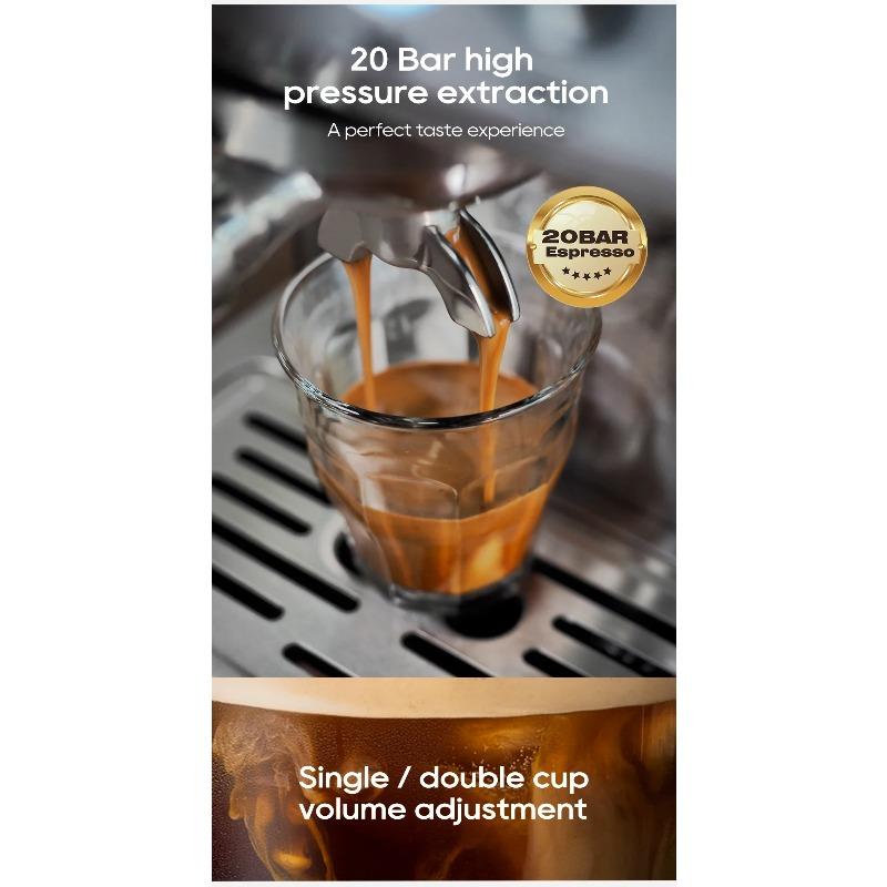 HiBREW H10A Semi-Auto Espresso Machine - 20Bar Pump (Rich Crema), 58mm Portafilter, Temp Adjustable, Stainless Steel, Cold/Hot for Home/Office