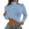 Warm Velvet Lined Womens Turtleneck Sweater Long Sleeve Knitwear Elastic Breathable Base Layer Top Solid Color
