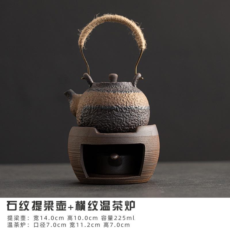 Japanese Rough Pottery Tea Warmer Holder Candle Heater Trivet Tea Stove Kettle Stand Boiling Water Carbon Furnace Tea Ceremony