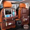 Car Seat Back Organizer PU Leather Foldable Table Tray with Storage Pockets And Kick Mats - Vehicle Interior Accessories